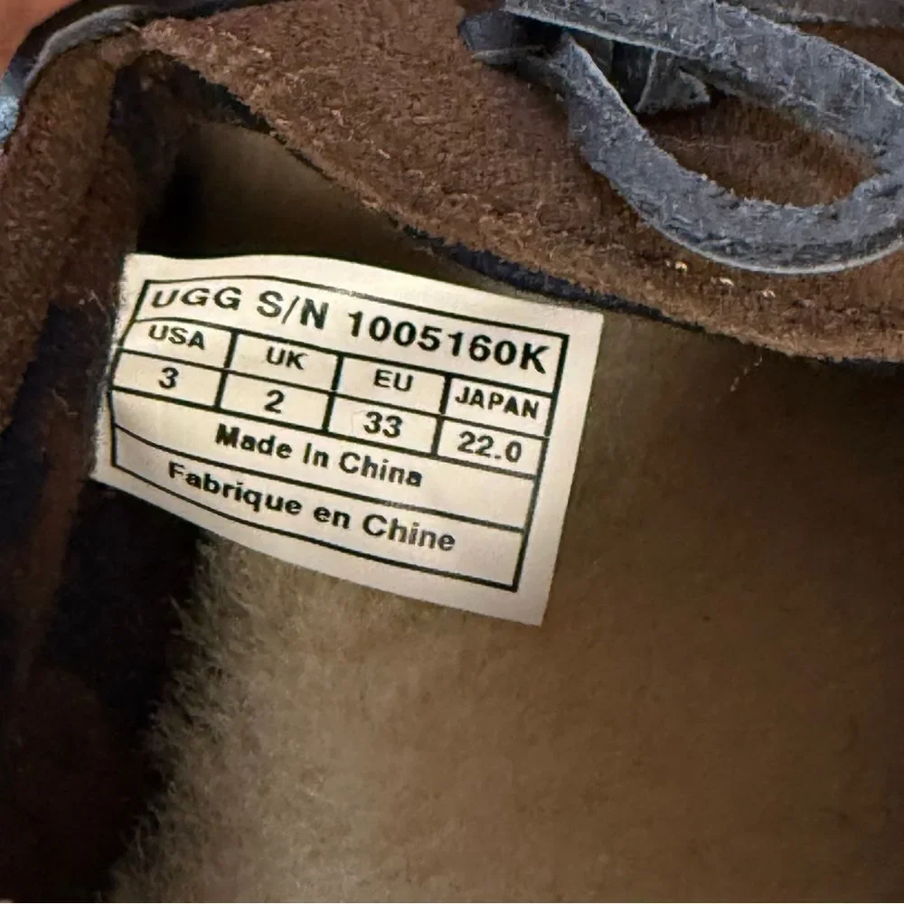 UGG Kids Chocolate Slipon Moccasin Suede Loafers with Bow Brown Size 3